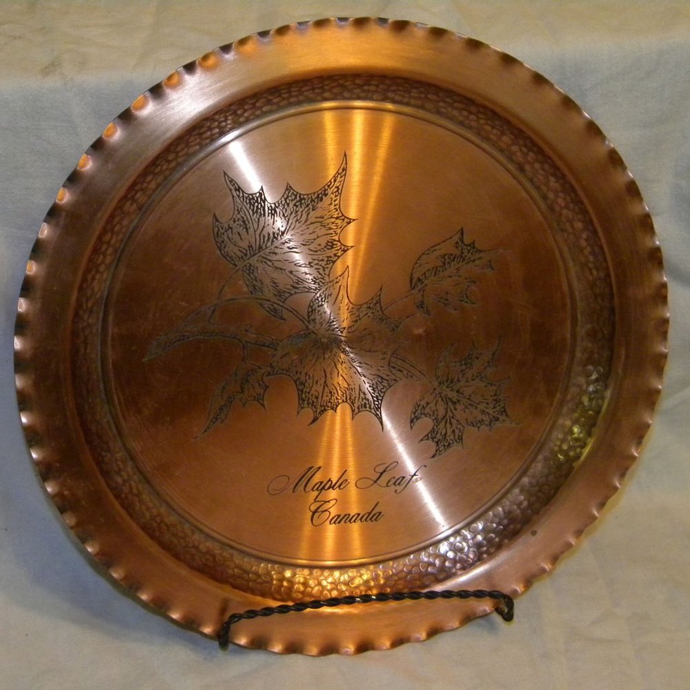 Copper Serving Tray Canada Maple Leaf
